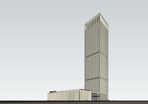 精品中国银行办公大厦建筑设计SU(草图大师)模型