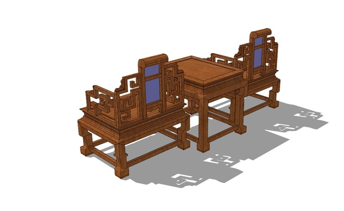 中式太师椅洽谈桌椅设计su模型