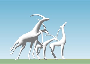 某独特的艺术品鹿雕塑小品设计SU(草图大师)模型