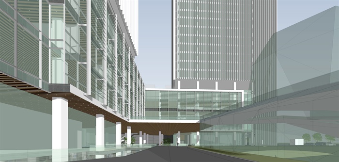 精品现代酒店办公建筑设计方案SU模型(6)