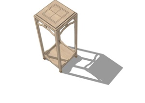 现代风格详细全木质坐凳设计SU(草图大师)模型