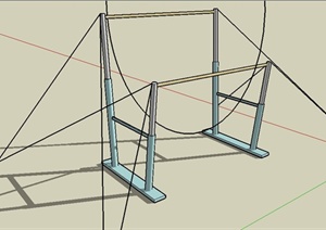 高低杠健身器材SU(草图大师)模型