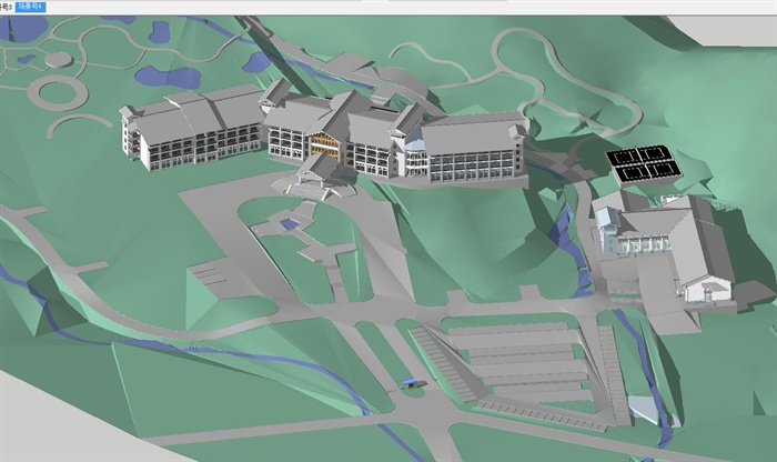 某现代风格温泉度假酒店建筑设计su模型(附CAD平面图 MAX 效果图)