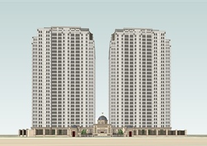 精品豪华高层酒店建筑设计方案SU(草图大师)模型