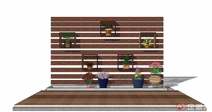 花架墙植物墙su模型(1)