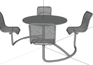 一体式户外桌椅组合SU(草图大师)模型