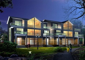 现代风格檀香山4套别墅建筑设计施工图带效果图