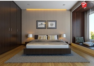 现代风格详细室内卧室空间住宅设计SU(草图大师)模型