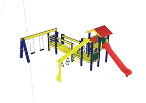 现代详细儿童游乐设施详细设计SU(草图大师)模型