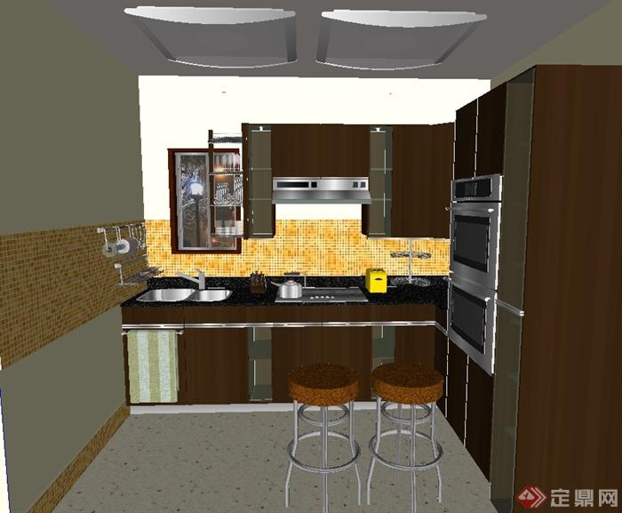 现代风格详细室内住宅空间厨房设计su模型(2)