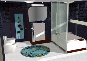 现代风格室内卫浴空间设计SU(草图大师)模型