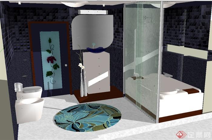 现代风格室内卫浴空间设计su模型(1)
