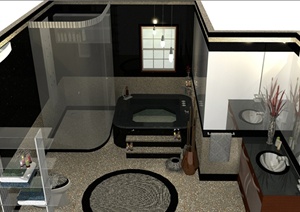 现代风格室内住宅卫浴空间设计SU(草图大师)模型