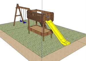 现代风格完整的儿童游乐设施详细设计SU(草图大师)模型