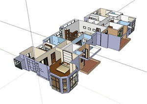 现代风格大型简单家居室内设计SU(草图大师)模型
