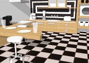 现代风格厨房餐厅组合设计SU(草图大师)模型