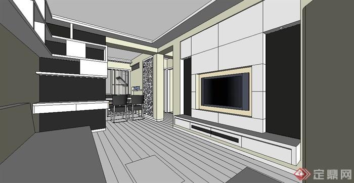 简约两居室家装设计Su模型(4)
