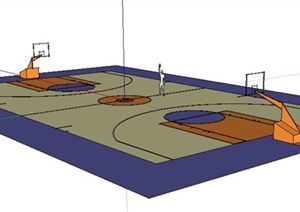 简洁户外篮球场地SU(草图大师)模型
