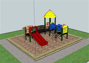 现代风格小区详细儿童游乐设施设计SU(草图大师)模型
