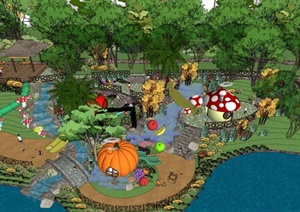 精品公园儿童活动中心活动区景观设计方案SU(草图大师)模型