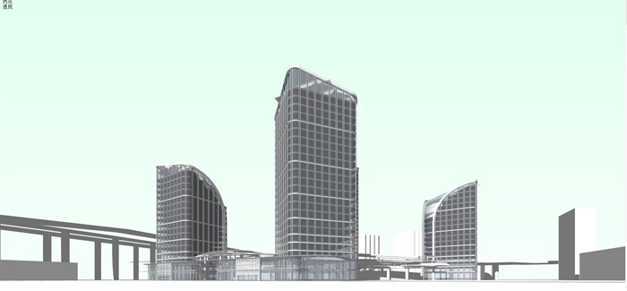 精品现代商业、商办地块建筑设计方案SU模型加高清效果图(2)