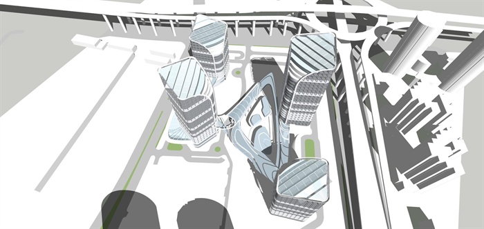 精品现代商业、商办地块建筑设计方案SU模型加高清效果图(4)