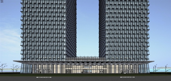 精品中标高清超高层办公楼建筑设计方案SU模型及高清效果图(7)