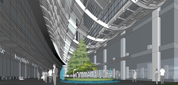 精品现代会展中心建筑及景观设计方案SU模型加高清效果图(6)