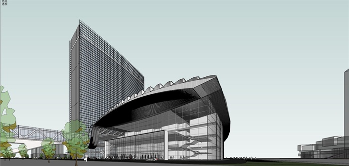 精品现代会展中心建筑及景观设计方案SU模型加高清效果图(7)