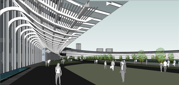 精品现代会展中心建筑及景观设计方案SU模型加高清效果图(8)
