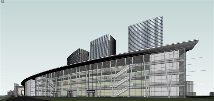 精品现代会展中心建筑及景观设计方案SU模型加高清效果图(12)