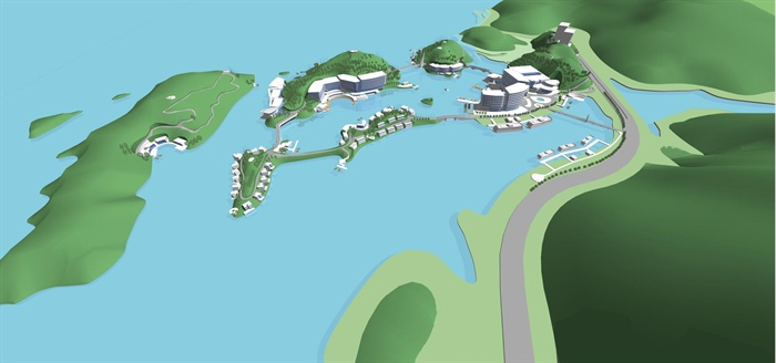 精品仙岛湖商业度假酒店建筑及景观设计方案SU模型(1)