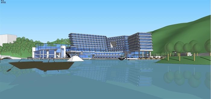 精品仙岛湖商业度假酒店建筑及景观设计方案SU模型(2)