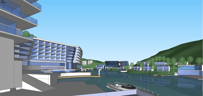 精品仙岛湖商业度假酒店建筑及景观设计方案SU模型(5)
