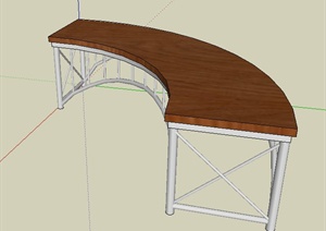 平板弧形桥SU(草图大师)模型