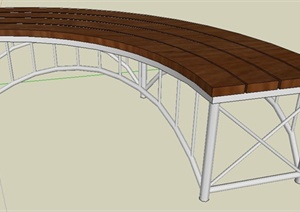 木板平桥设计SU(草图大师)模型