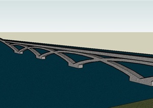 某跨江大桥建筑设计SU(草图大师)模型