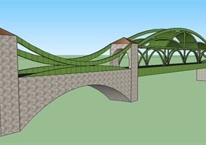 景观桥单体设计SU(草图大师)模型