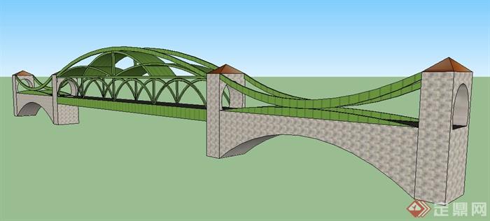 景觀橋單體設計su模型原創