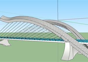 简约现代景观桥设计SU(草图大师)模型