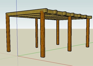 简洁景观木廊架单体SU(草图大师)模型