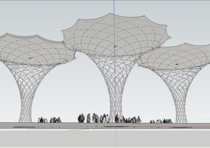 现代风格独特造型的广场廊架设计SU(草图大师)模型