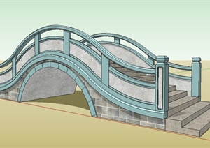 某中式景观石拱桥SU(草图大师)模型
