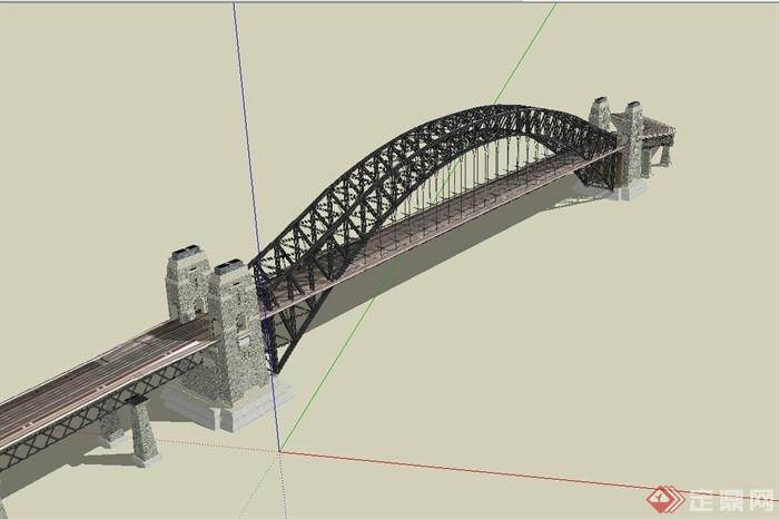 现代风格详细过江大桥桥梁设计su模型(2)