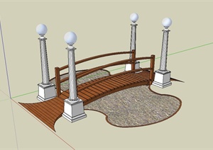 现代风格独特造型的园桥设计SU(草图大师)模型