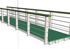 带栏杆景观平桥设计SU(草图大师)模型