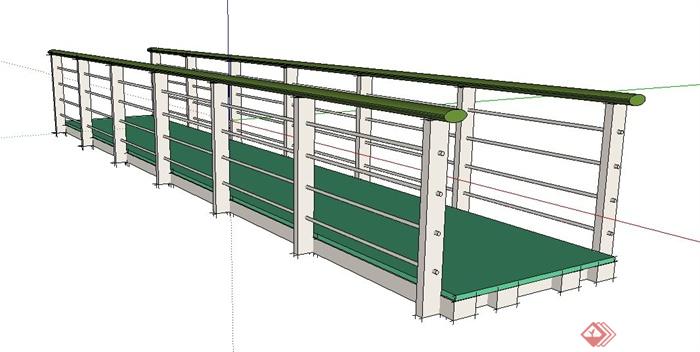 带栏杆景观平桥设计su模型(1)