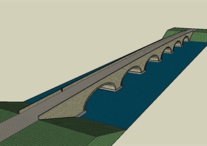 现代风格过河交通桥设计SU(草图大师)模型