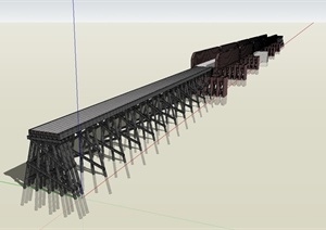 现代风格详细过河交通大桥设计SU(草图大师)模型
