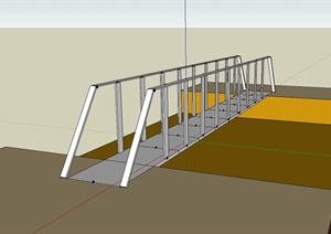 现代风格简单的无材质贴图园桥设计SU(草图大师)模型
